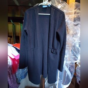 Long Knit Black Cardigan w/ Pockets